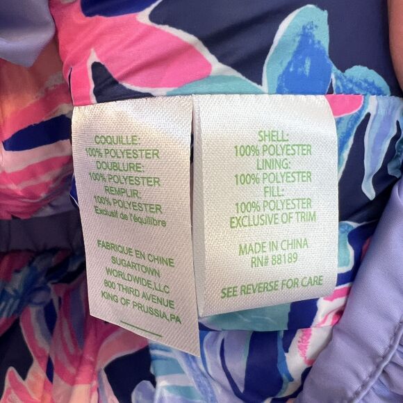 Lilly Pulitzer Girls Caylee Lavender Puffer Vest Floral Lined Ruffle Medium 6/7 - Picture 3 of 7
